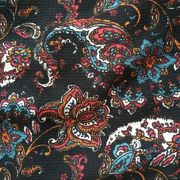 Paisley Print Crepe Trapeze Shift Dress - Pinc - Picture 3 of 3